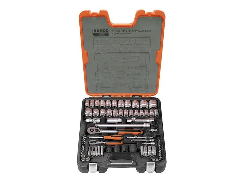 Bahco S800 Socket Set of 77 Metric & AF 1/4 & 1/2in Drive BAHS800 Bahco