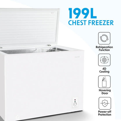 Baridi DH111 Freestanding Chest Freezer 199L Capacity -12 to -24°C Adjustable Thermostat White Baridi