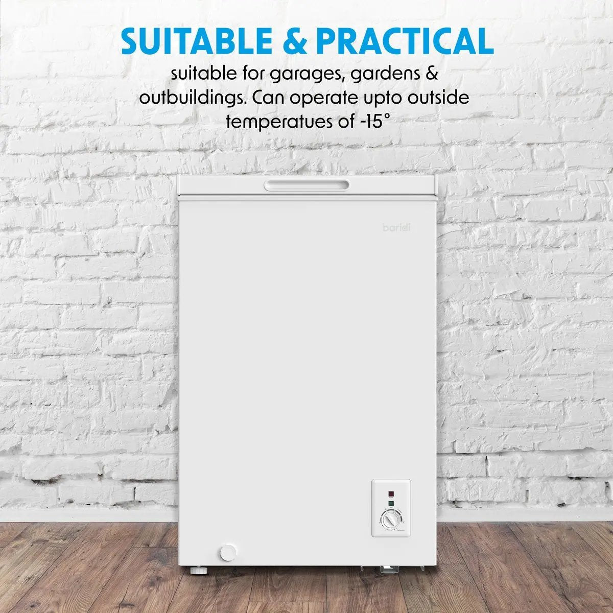 Baridi DH116 Freestanding Chest Freezer 99L Capacity -12 to -24°C Adjustable Thermostat with White Baridi