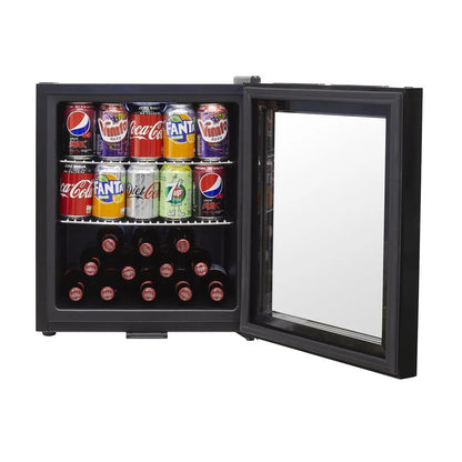Baridi DH12 50L Tabletop Beer & Drinks Mini Fridge with Light 3-10°C - Black & Glass Baridi