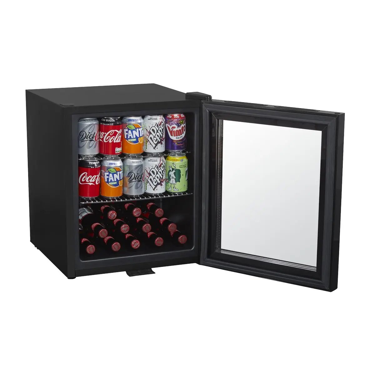 Baridi DH12 50L Tabletop Beer & Drinks Mini Fridge with Light 3-10°C - Black & Glass Baridi