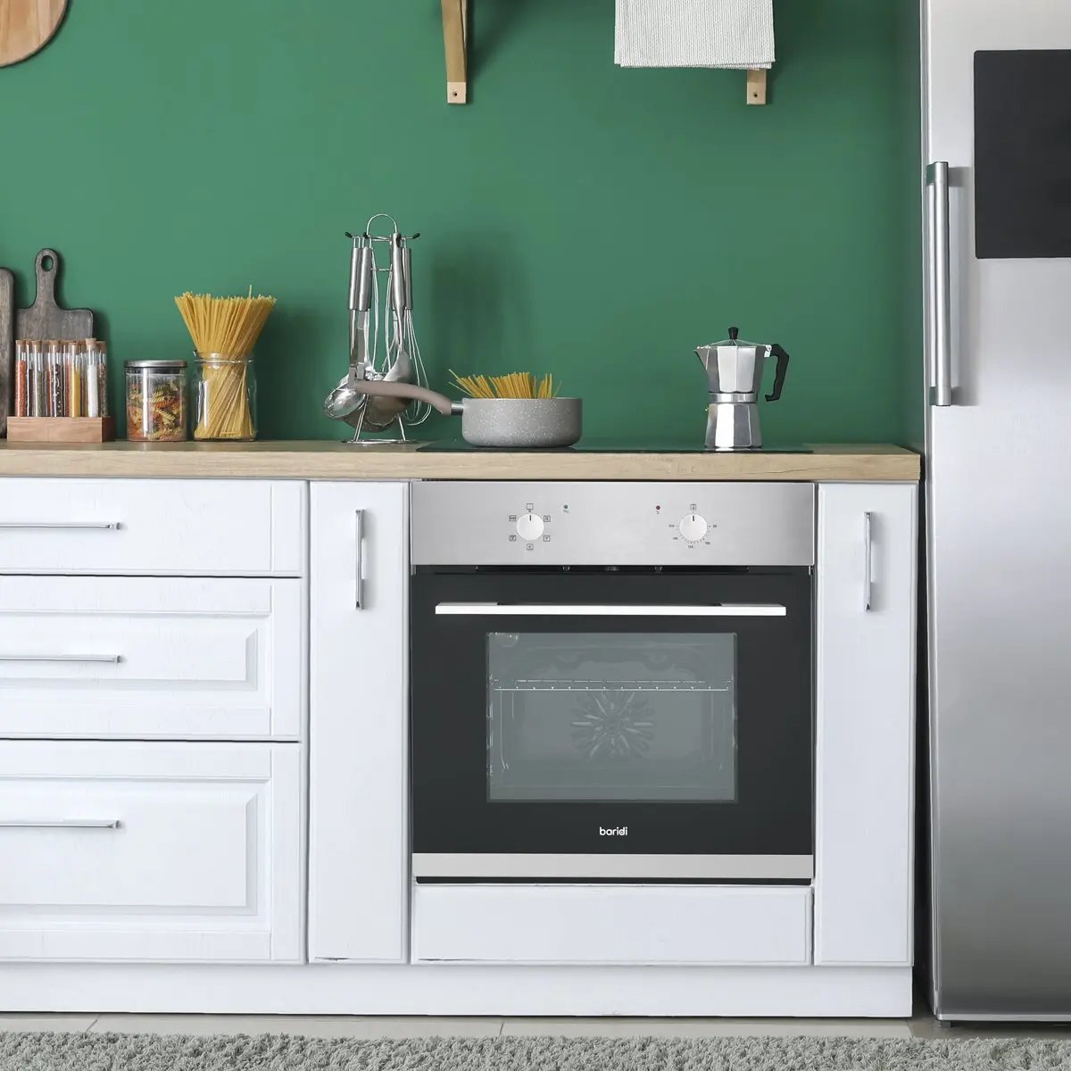 Baridi DH125 60cm Built-In Five Function Fan Assisted Oven 55L Capacity Stainless Steel Baridi