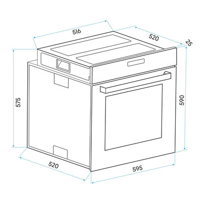Baridi DH125 60cm Built-In Five Function Fan Assisted Oven 55L Capacity Stainless Steel Baridi