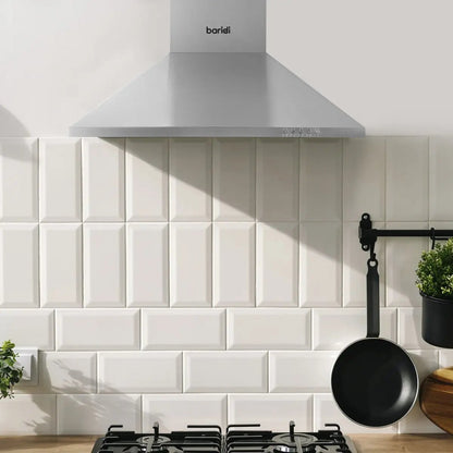 Baridi DH126 60cm Chimney Style Cooker Hood with Carbon Filters Stainless Steel Baridi