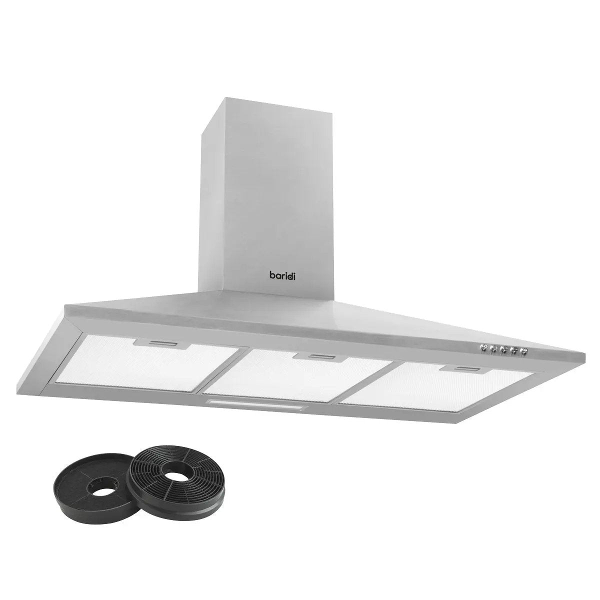 Baridi DH127 90cm Chimney Style Cooker Hood with Carbon Filters Stainless Steel Baridi