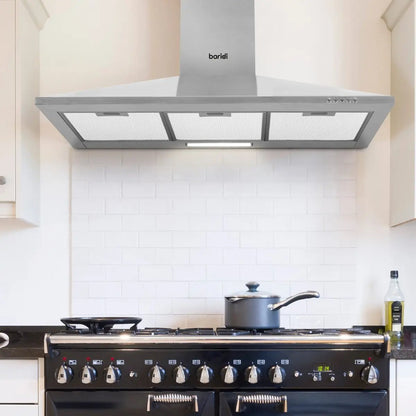 Baridi DH127 90cm Chimney Style Cooker Hood with Carbon Filters Stainless Steel Baridi