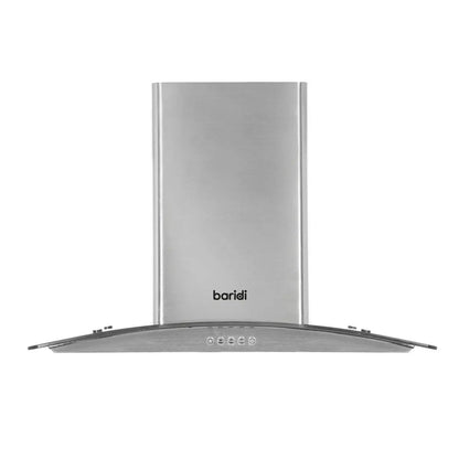 Baridi DH128 60cm Curved Glass Cooker Hood with Carbon Filters LED Lights Stainless Steel Baridi