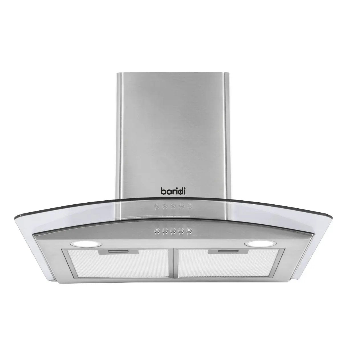 Baridi DH128 60cm Curved Glass Cooker Hood with Carbon Filters LED Lights Stainless Steel Baridi