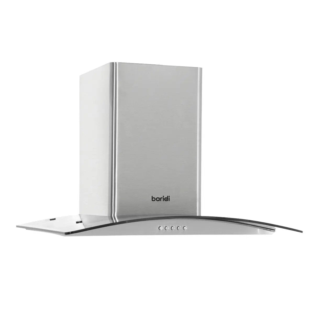 Baridi DH128 60cm Curved Glass Cooker Hood with Carbon Filters LED Lights Stainless Steel Baridi