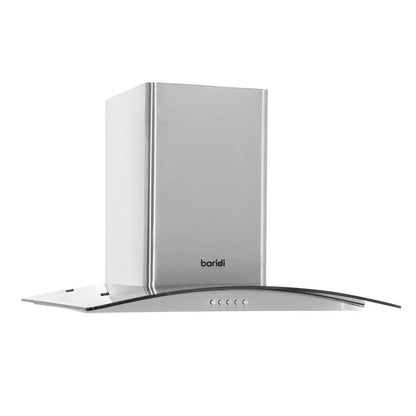 Baridi DH128 60cm Curved Glass Cooker Hood with Carbon Filters LED Lights Stainless Steel Baridi