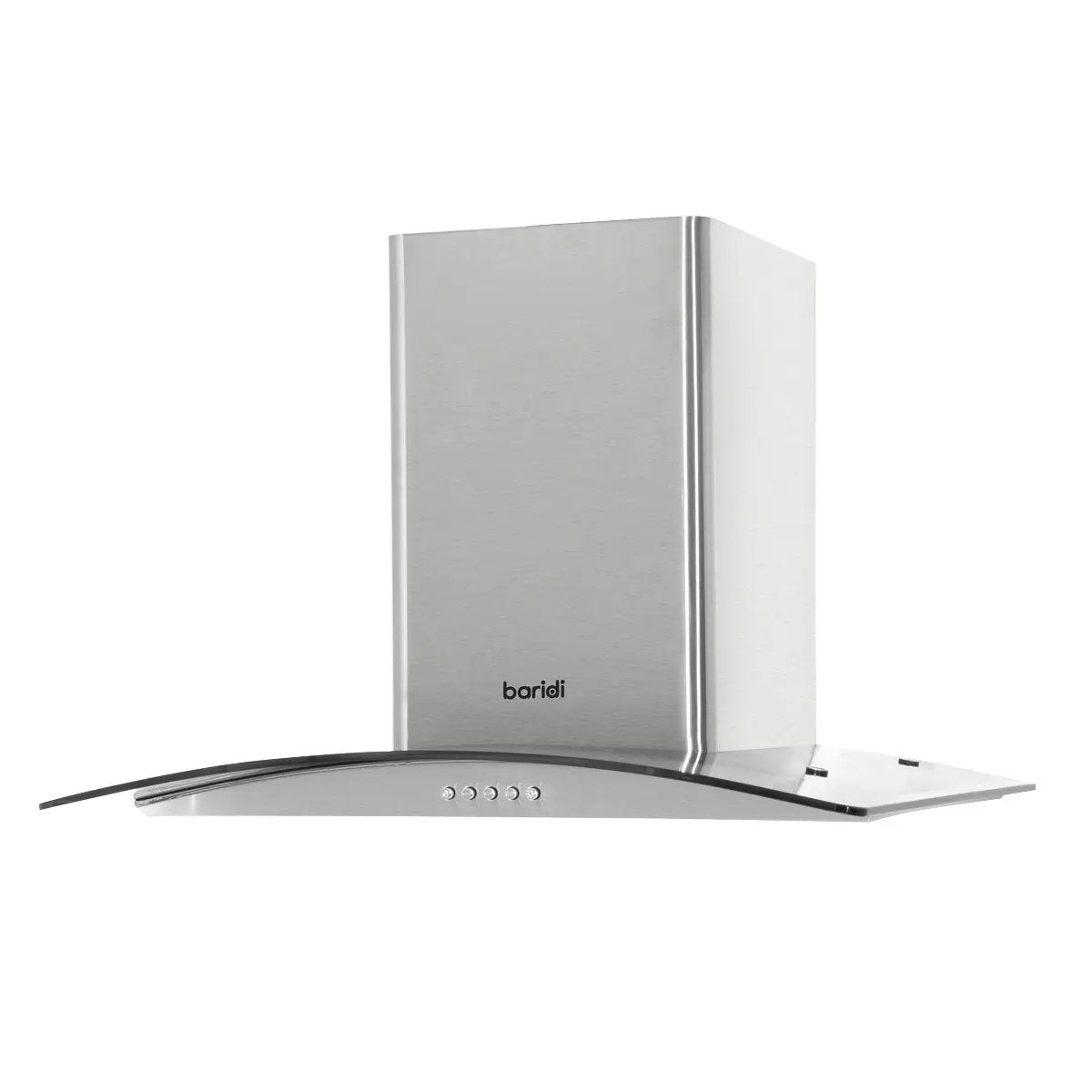 Baridi DH128 60cm Curved Glass Cooker Hood with Carbon Filters LED Lights Stainless Steel Baridi