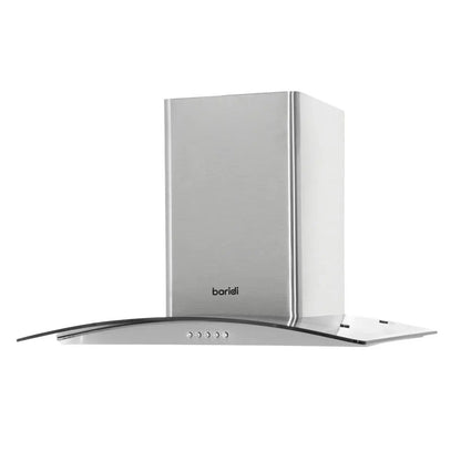 Baridi DH128 60cm Curved Glass Cooker Hood with Carbon Filters LED Lights Stainless Steel Baridi