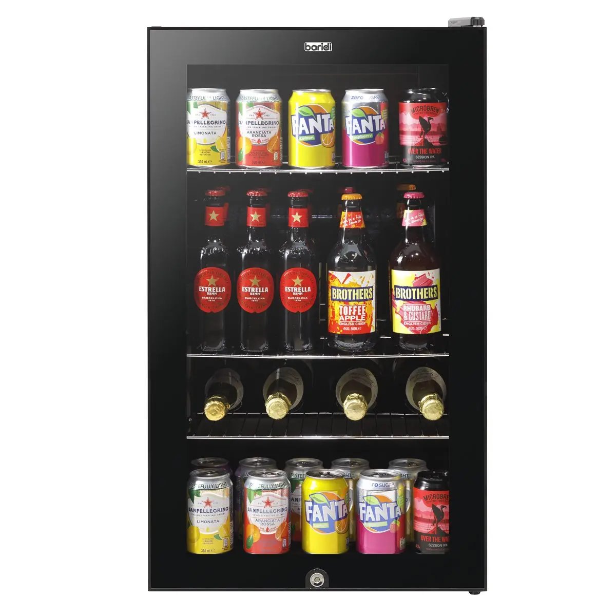 Baridi DH13 Under Counter Wine/Drink/Beverage Cooler/Fridge Built-In Thermostat Light Security Lock 85 Litre – Black Baridi