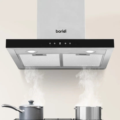 Baridi DH130 60cm T-Shape Chimney Cooker Hood with Carbon Filters Stainless Steel Baridi