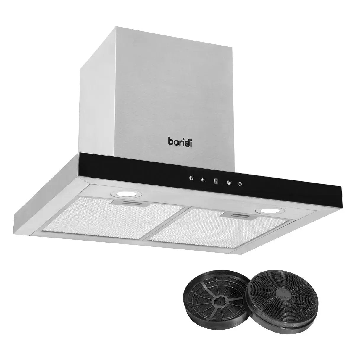 Baridi DH130 60cm T-Shape Chimney Cooker Hood with Carbon Filters Stainless Steel Baridi