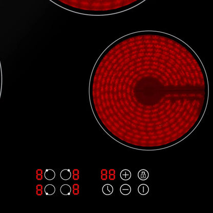 Baridi DH131 60cm Built-In Ceramic Hob 4 Cooking Zones Black Glass 6000W with Touch Controls Timer Baridi