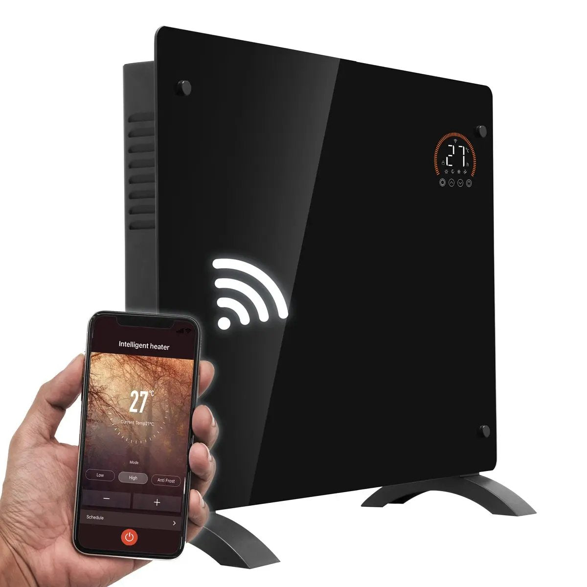 Baridi DH135 Electric Glass Panel Heater 1000W Wi-Fi Enabled Black - DH135 Baridi