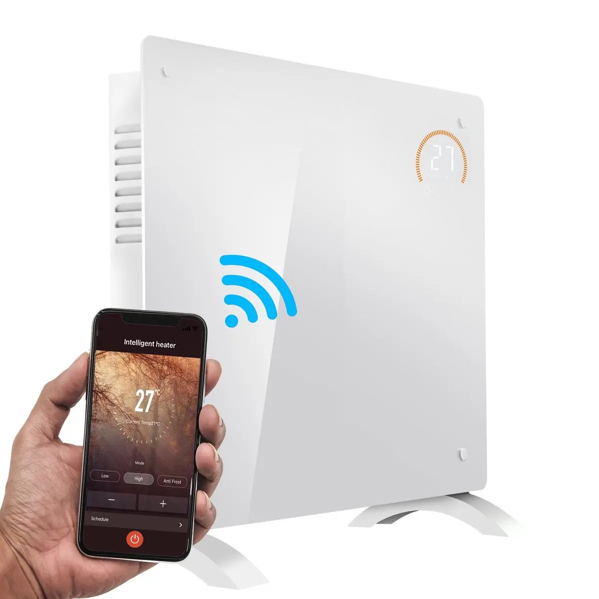 Baridi DH136 Electric Glass Panel Heater 1000W Wi-Fi Enabled White - DH136 Baridi