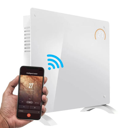 Baridi DH138 Electric Glass Panel Heater 1500W Thermostat Controlled 24Hr 7 Day Timer Wi-Fi Enabled Remote Control White Baridi