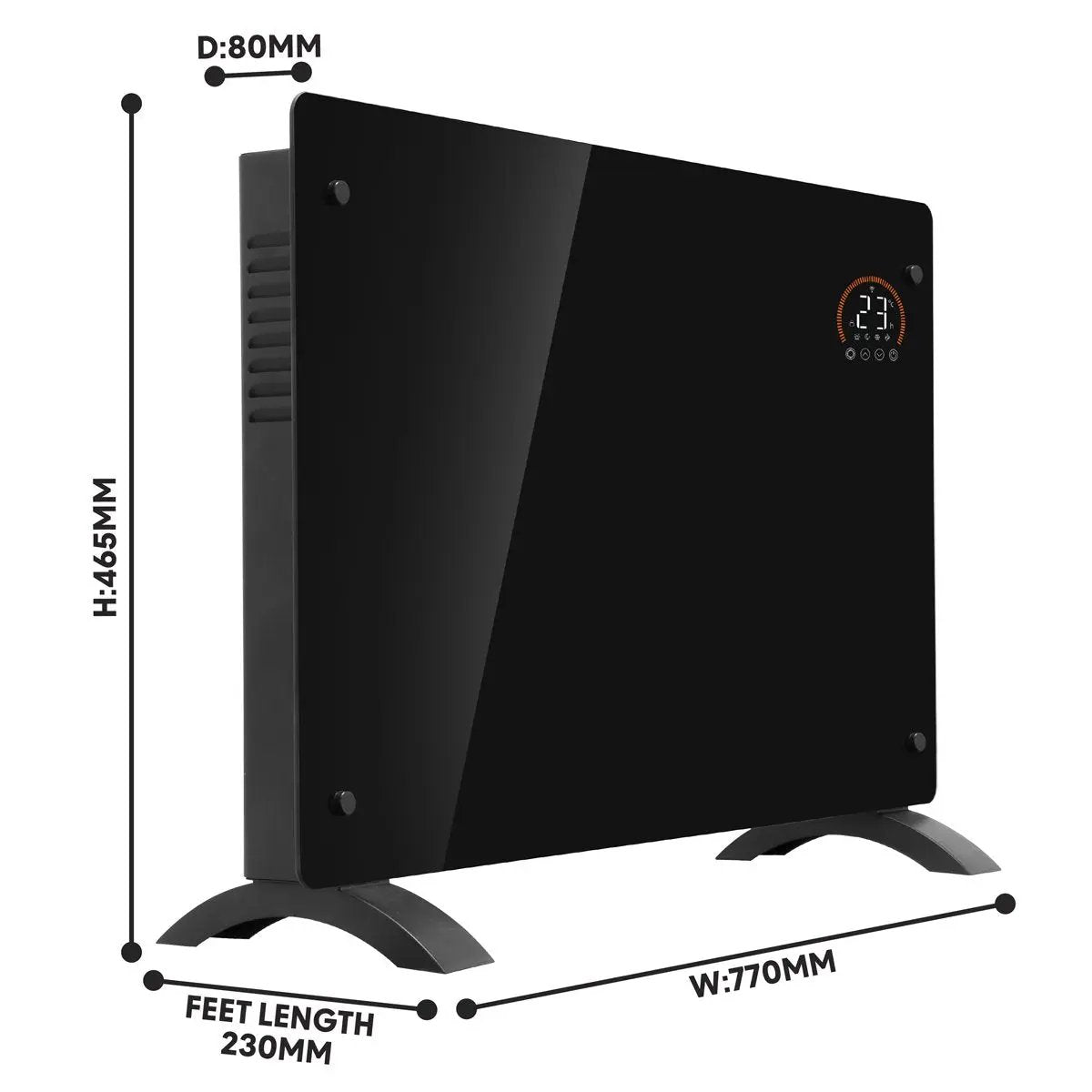 Baridi DH139 Electric Glass Panel Heater 2000W Thermostat Controlled Radiator with 24Hr 7 Day Timer Wi-Fi Enabled Remote Control Black Baridi