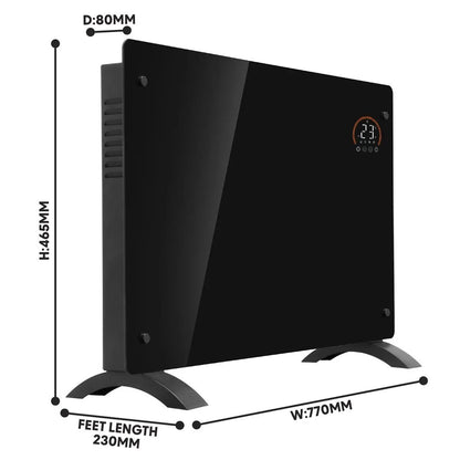 Baridi DH139 Electric Glass Panel Heater 2000W Thermostat Controlled Radiator with 24Hr 7 Day Timer Wi-Fi Enabled Remote Control Black Baridi