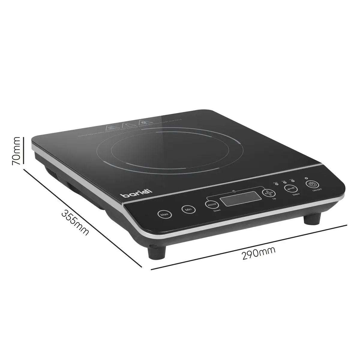 Baridi DH145 Induction Hob: Single Zone with 13A Plug 10 Power Settings 200W-2000W Touch Controls 3-Hour Timer Function Child Lock Black Baridi