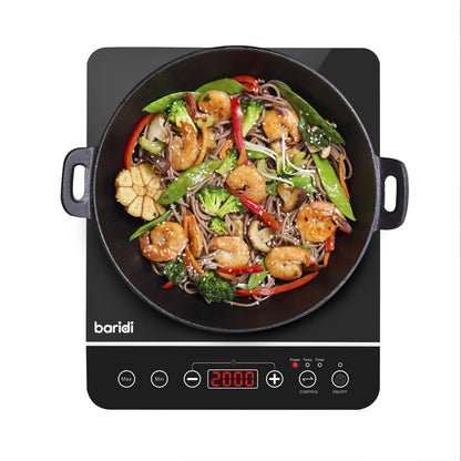 Baridi DH145 Induction Hob: Single Zone with 13A Plug 10 Power Settings 200W-2000W Touch Controls 3-Hour Timer Function Child Lock Black Baridi