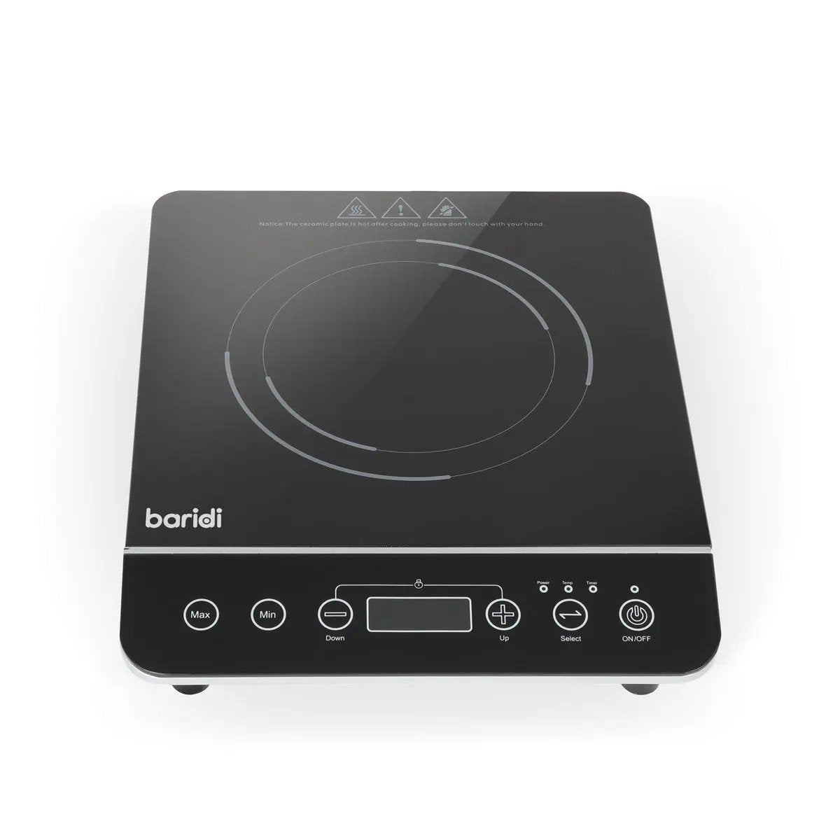 Baridi DH145 Induction Hob: Single Zone with 13A Plug 10 Power Settings 200W-2000W Touch Controls 3-Hour Timer Function Child Lock Black Baridi