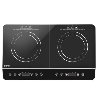 Baridi DH146 Portable Induction Hob: Two Zone Cooktop with 13A Plug 2800W 10 Power Settings Touch Controls 3-Hour Timer Function Child Safety Lock Black Baridi