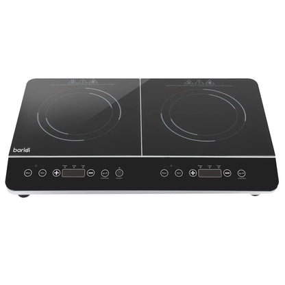 Baridi DH146 Portable Induction Hob: Two Zone Cooktop with 13A Plug 2800W 10 Power Settings Touch Controls 3-Hour Timer Function Child Safety Lock Black Baridi