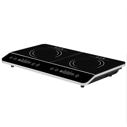Baridi DH146 Portable Induction Hob: Two Zone Cooktop with 13A Plug 2800W 10 Power Settings Touch Controls 3-Hour Timer Function Child Safety Lock Black Baridi