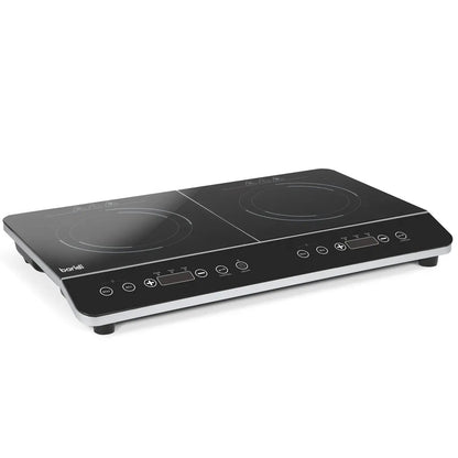 Baridi DH146 Portable Induction Hob: Two Zone Cooktop with 13A Plug 2800W 10 Power Settings Touch Controls 3-Hour Timer Function Child Safety Lock Black Baridi