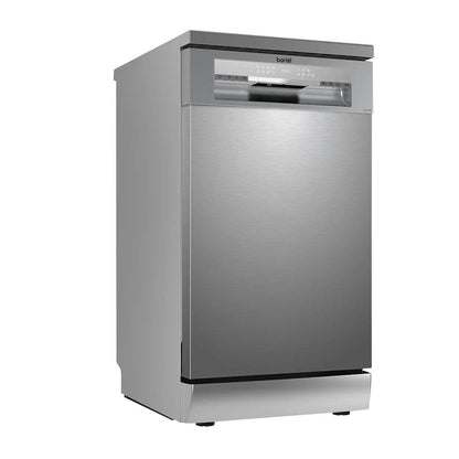 Baridi DH166 Slimline Freestanding Dishwasher 45cm Wide with 10 Place Settings 8 Programs & 5 Functions LED Display Silver Baridi