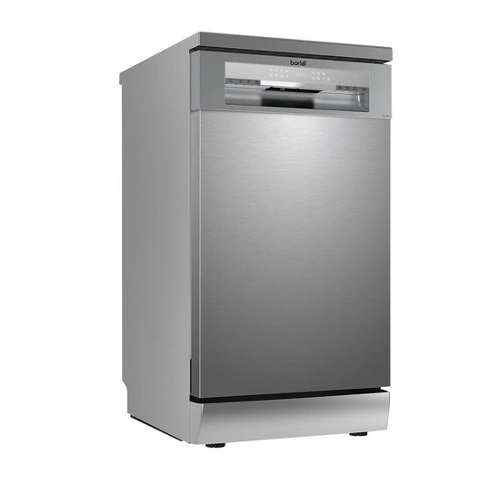 Baridi DH166 Slimline Freestanding Dishwasher 45cm Wide with 10 Place Settings 8 Programs & 5 Functions LED Display Silver Baridi