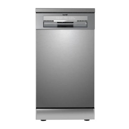 Baridi DH166 Slimline Freestanding Dishwasher 45cm Wide with 10 Place Settings 8 Programs & 5 Functions LED Display Silver Baridi