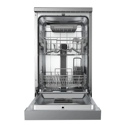 Baridi DH166 Slimline Freestanding Dishwasher 45cm Wide with 10 Place Settings 8 Programs & 5 Functions LED Display Silver Baridi