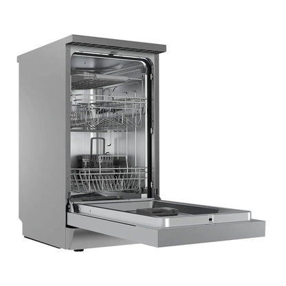 Baridi DH166 Slimline Freestanding Dishwasher 45cm Wide with 10 Place Settings 8 Programs & 5 Functions LED Display Silver Baridi