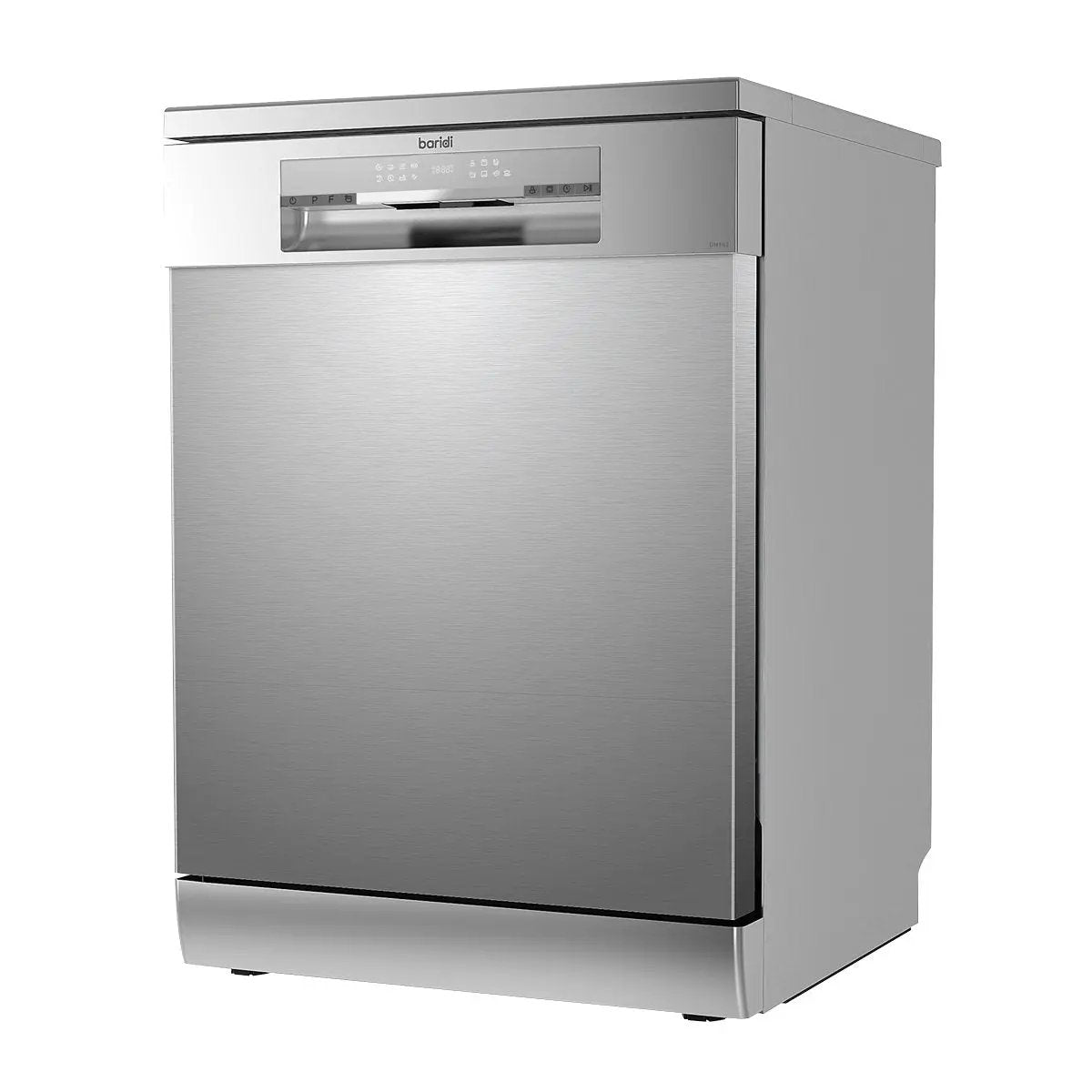 Baridi DH167 Freestanding Dishwasher Full Size Standard 60cm Wide with 14 Place Settings 8 Programs & 5 Functions LED Display Silver Baridi