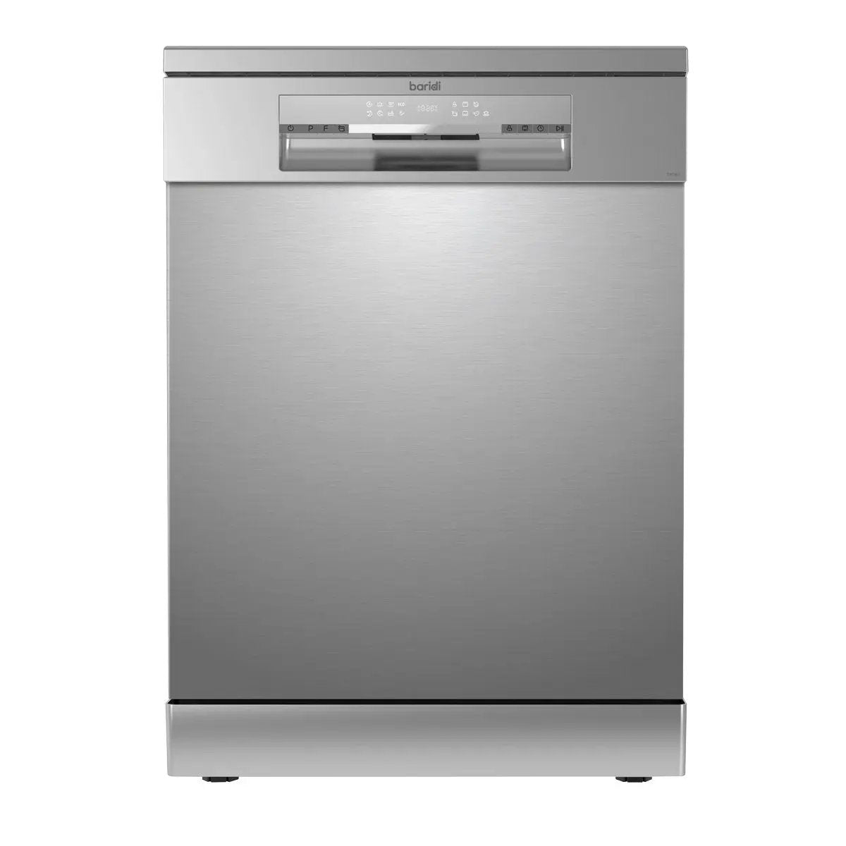 Baridi DH167 Freestanding Dishwasher Full Size Standard 60cm Wide with 14 Place Settings 8 Programs & 5 Functions LED Display Silver Baridi