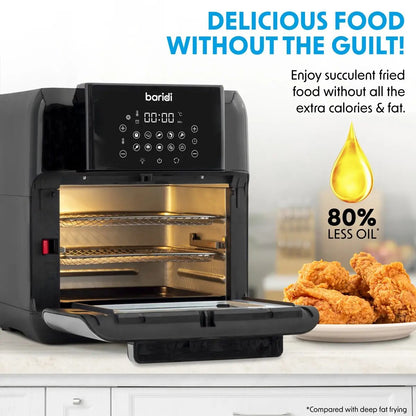 Baridi DH170 Air Fryer & Rotisserie 10 Preset Programs 1500W 12L Black & Silver Baridi