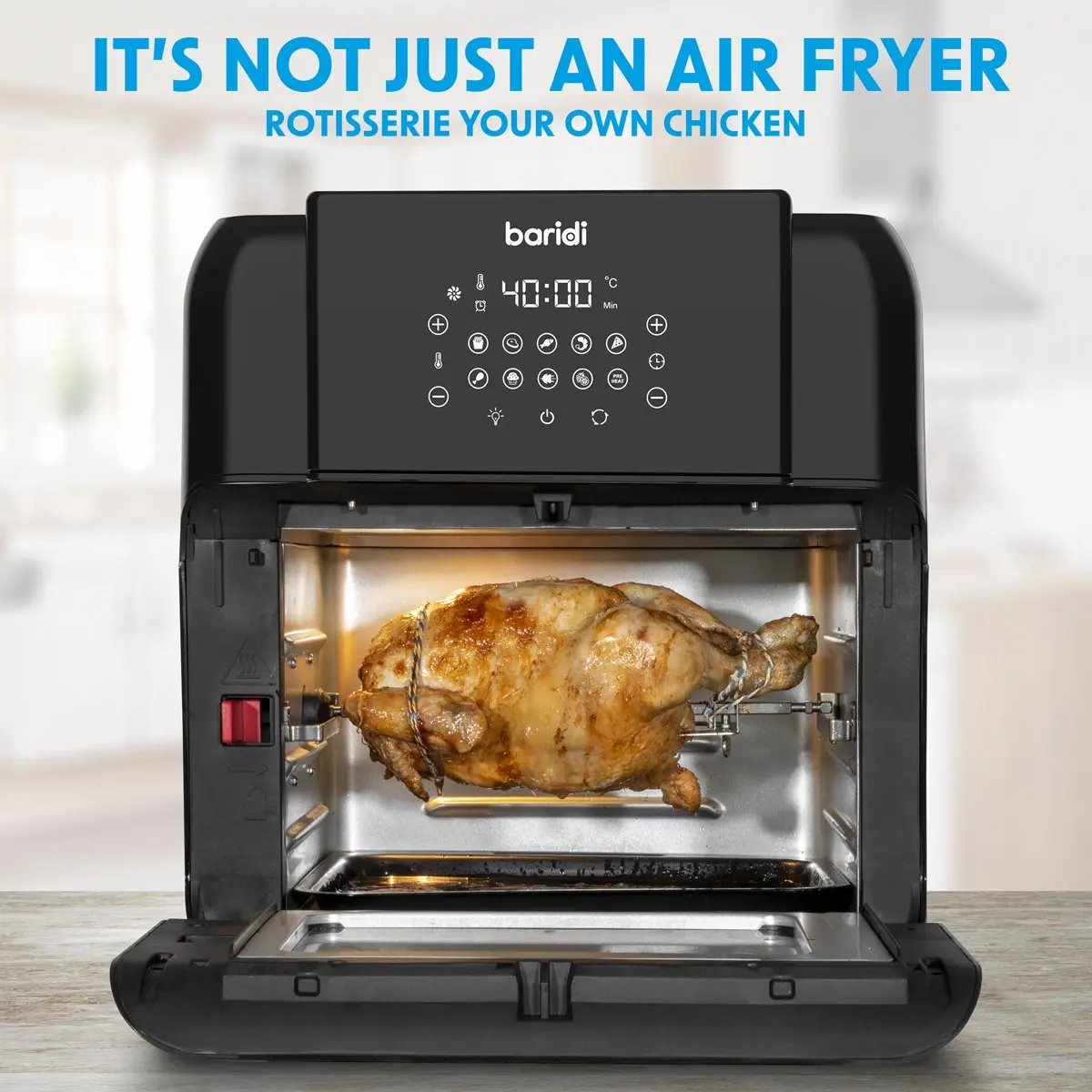 Baridi DH170 Air Fryer & Rotisserie 10 Preset Programs 1500W 12L Black & Silver Baridi