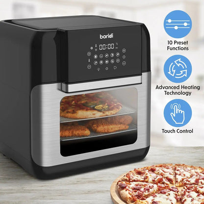 Baridi DH170 Air Fryer & Rotisserie 10 Preset Programs 1500W 12L Black & Silver Baridi