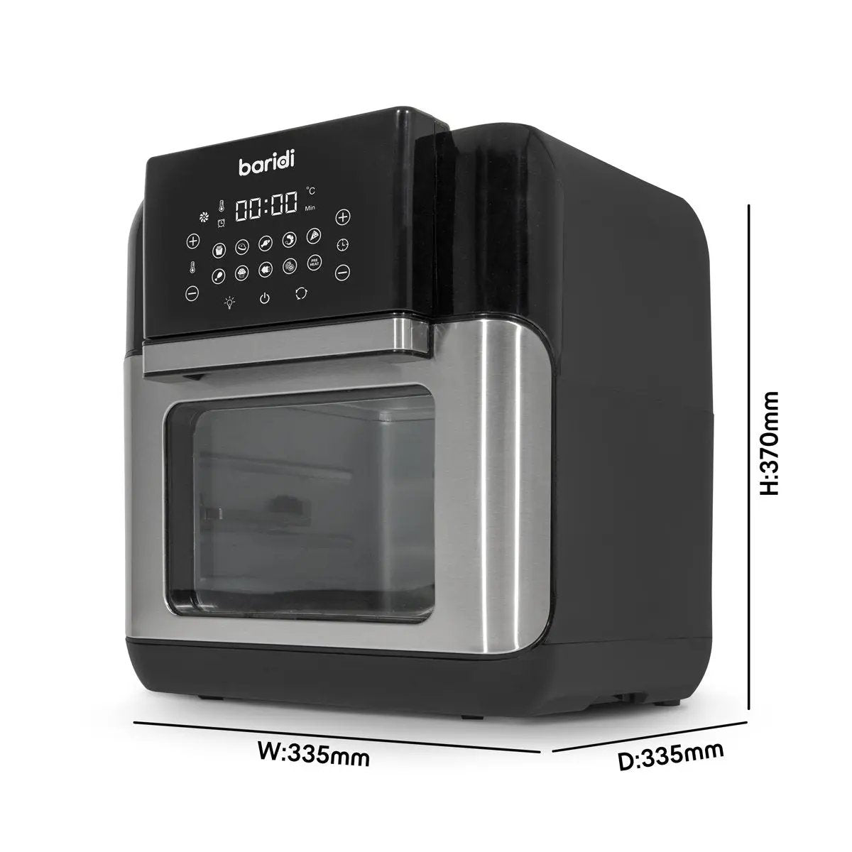 Baridi DH170 Air Fryer & Rotisserie 10 Preset Programs 1500W 12L Black & Silver Baridi