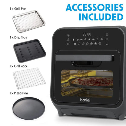 Baridi DH171 Steam Air Fryer Oven Self-Cleaning 8 Preset Programs 1635W 15L Black Baridi