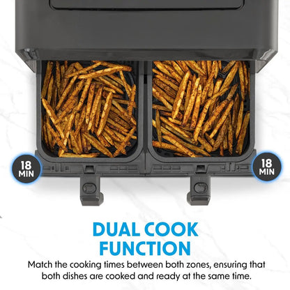 Baridi DH172 Dual Zone Air Fryer 8L with 8-in-1 Functions Touch Controls Easy-Clean Black - DH172 Baridi