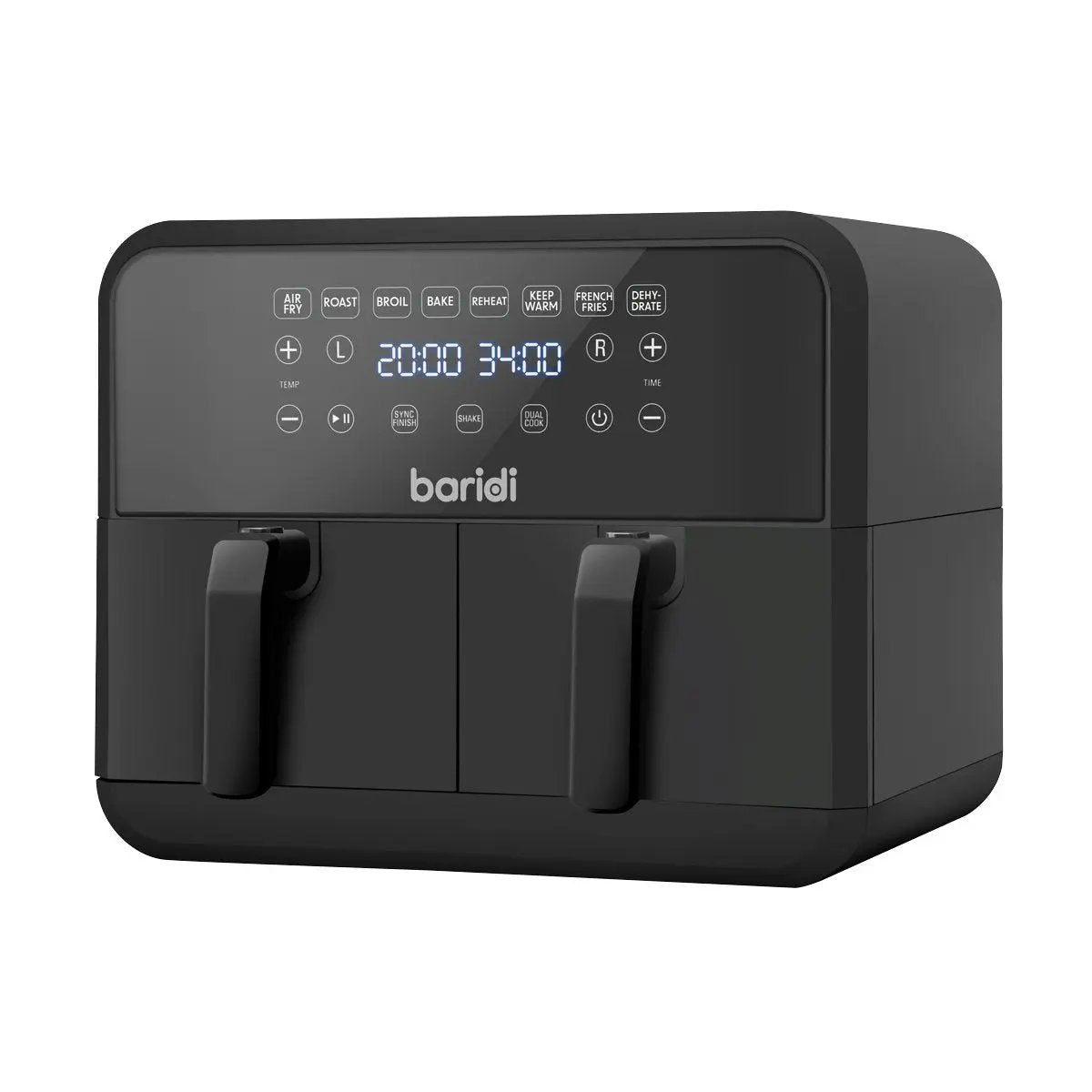 Baridi DH172 Dual Zone Air Fryer 8L with 8-in-1 Functions Touch Controls Easy-Clean Black - DH172 Baridi