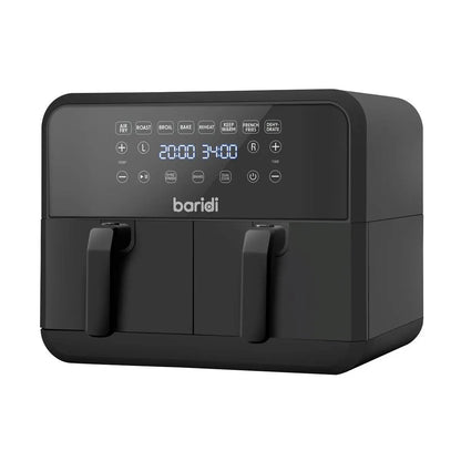 Baridi DH172 Dual Zone Air Fryer 8L with 8-in-1 Functions Touch Controls Easy-Clean Black - DH172 Baridi