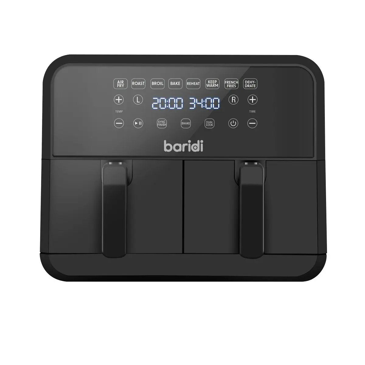 Baridi DH172 Dual Zone Air Fryer 8L with 8-in-1 Functions Touch Controls Easy-Clean Black - DH172 Baridi