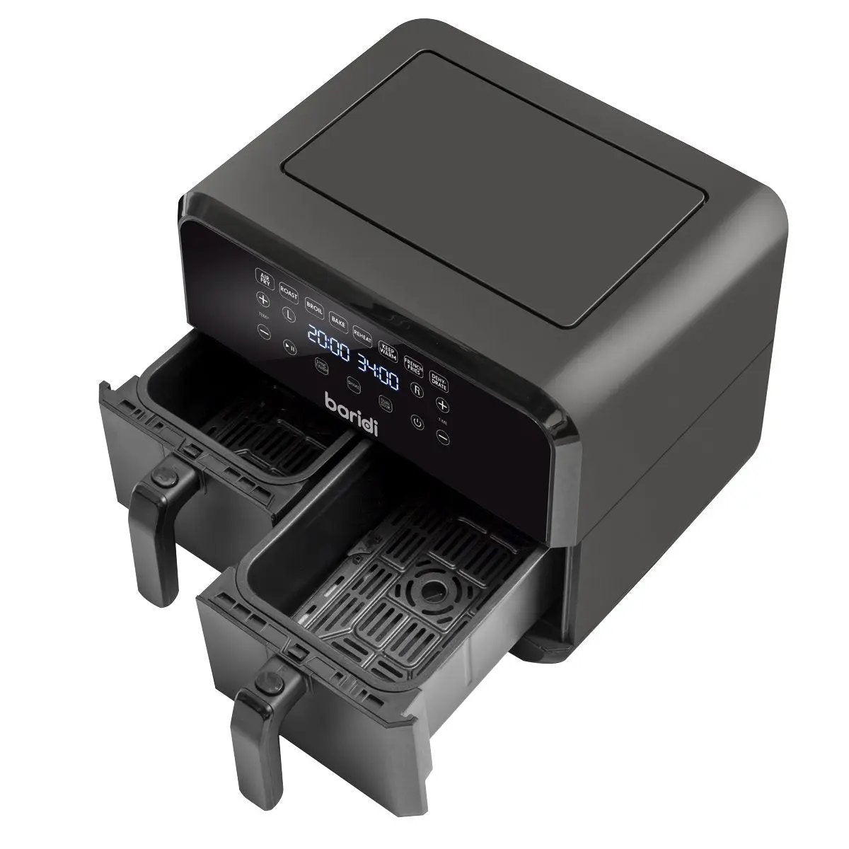 Baridi DH172 Dual Zone Air Fryer 8L with 8-in-1 Functions Touch Controls Easy-Clean Black - DH172 Baridi