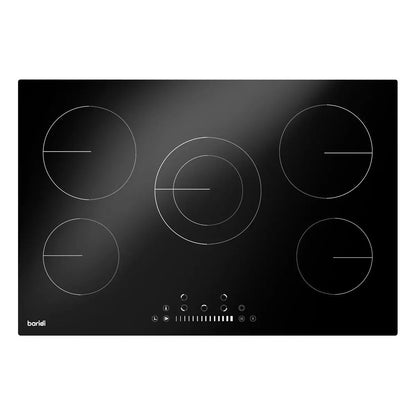 Baridi DH175 77cm Built-In Ceramic Hob with 5 Cooking Zones Black Glass 8200W with Slider Touch Controls Timer Baridi